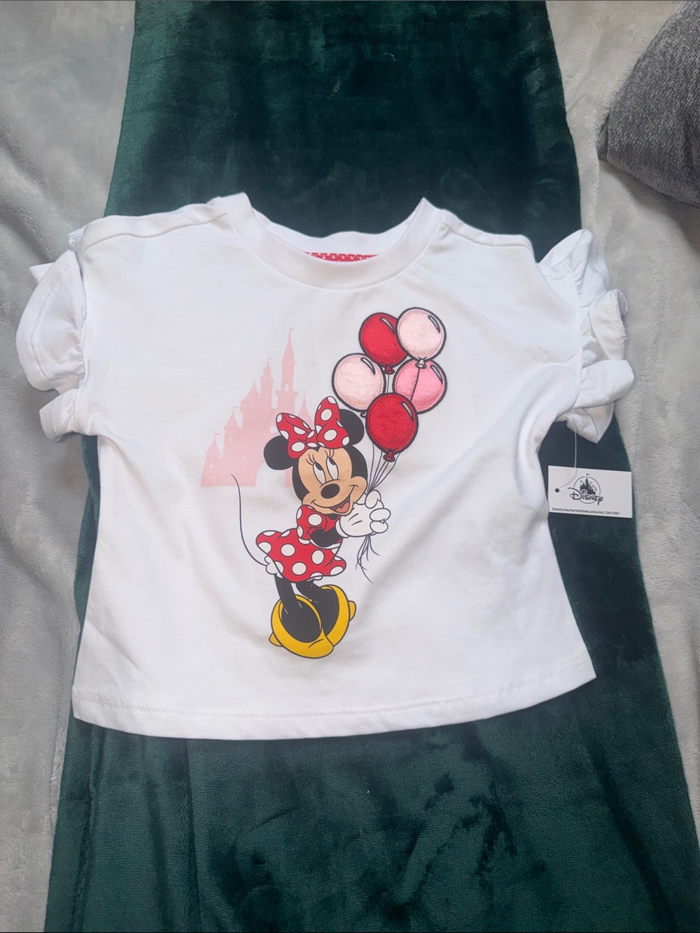Disney White Minnie Mouse Tee with Red, Pink & Yellow
